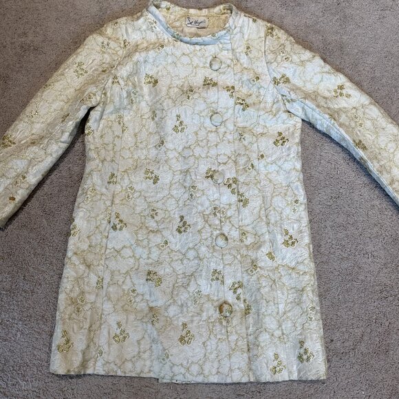 VTG 1960s Metallic Brocade Button Front Jacket Size M Gold Luxury Country Club - Picture 5 of 14